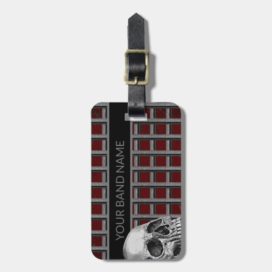 Aangepaste naam: Merch Rock & Roll Metal Skull Bagagelabel (Voorkant verticaal)