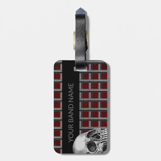 Aangepaste naam: Merch Rock & Roll Metal Skull Bagagelabel (Achterkant verticaal)