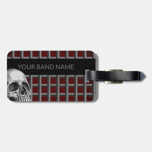 Aangepaste naam: Merch Rock & Roll Metal Skull Bagagelabel (Achterkant horizontaal)