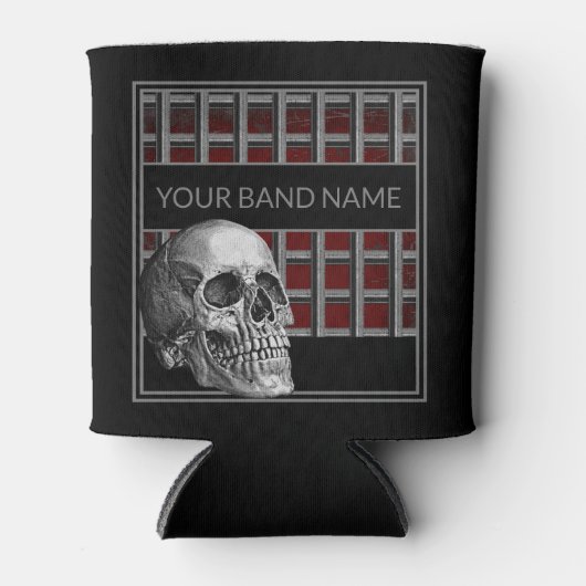 Aangepaste naam: Merch Rock & Roll Metal Skull Blikjeskoeler (Voorkant)