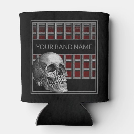Aangepaste naam: Merch Rock & Roll Metal Skull Blikjeskoeler (Achterkant)