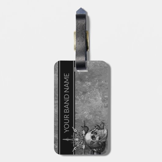 Aangepaste naam: Merch Rock & Roll Metal Skull Lug Bagagelabel (Achterkant verticaal)