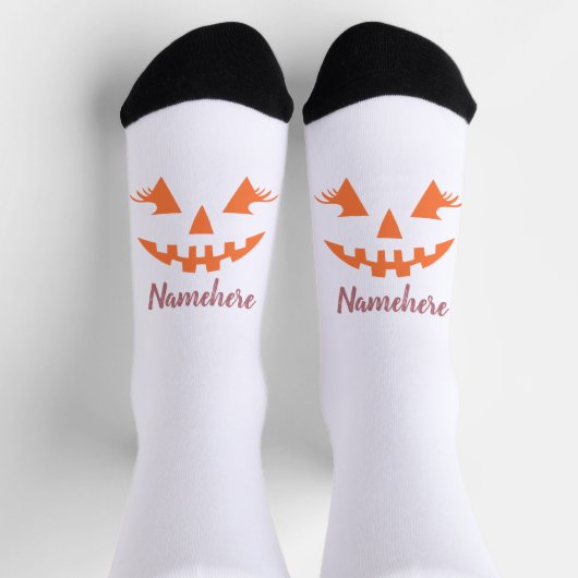Aangepaste Naam Mergelachtige Jack O Lantern Pompo Sokken (Top)