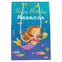 Aangepaste naam Mermaid Birthday Gift Bag