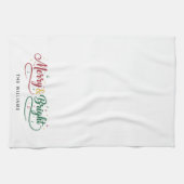 Aangepaste naam Merry & Bright Script Minimalistis Theedoek (Horizontaal)
