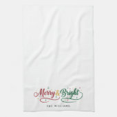Aangepaste naam Merry & Bright Script Minimalistis Theedoek (Verticaal)