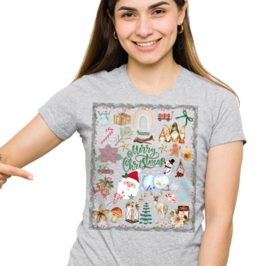 Aangepaste naam Merry kerst T-shirt