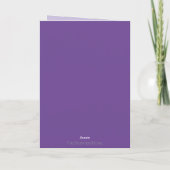 Aangepaste naam met bloem op paars kaart (Achterkant)