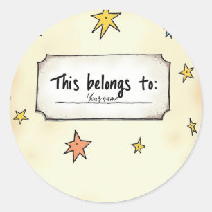 Aangepaste naam met Doodle-sterren Ronde Sticker