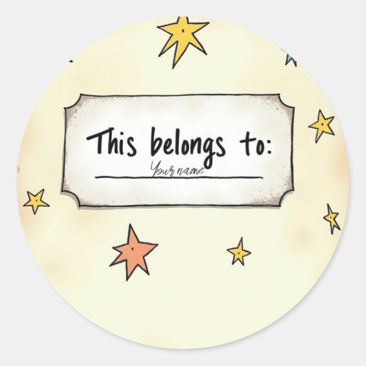 Aangepaste naam met Doodle-sterren Ronde Sticker (Voorkant)