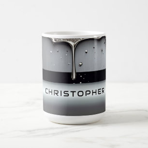 Aangepaste naam met druipend vloeibaar metaal koffiemok