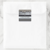 Aangepaste naam met druipend vloeibaar metaal vierkante sticker (Tas)
