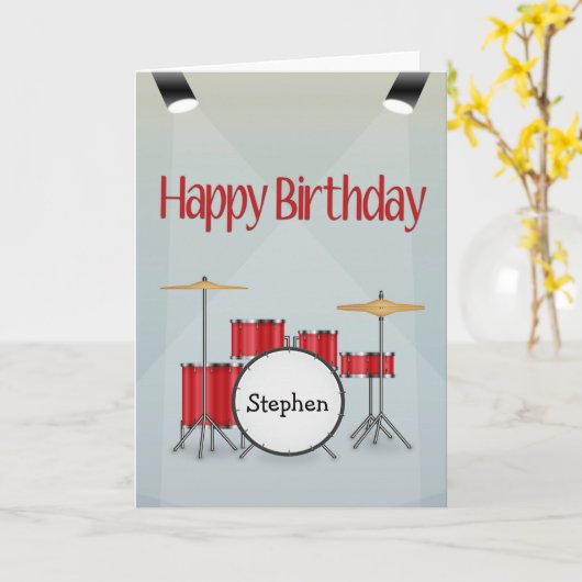 Aangepaste naam met drumset met spots voor de gebo kaart (Gele Bloem)