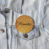 Aangepaste naam met goudglitter grote pinback ronde button 7,6 cm (In situ)