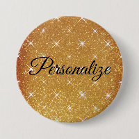Aangepaste naam met goudglitter grote pinback