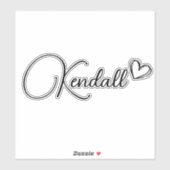 Aangepaste naam met hart sticker (Vel)