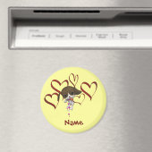 Aangepaste naam met hartjes en puppy monogram magneet (Insitu (Vaatwasser))