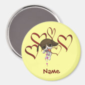 Aangepaste naam met hartjes en puppy monogram magneet (Voorkant / Achterkant)