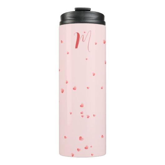 Aangepaste naam met hartthema thermische tumbler thermosbeker (Voorkant)