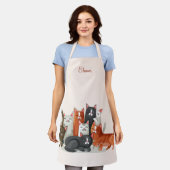 Aangepaste naam met illustratie van knuffel katjes schort (Gedragen)