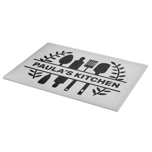 Aangepaste naam met keukengerei Grafisch Snijplank (Hoek)