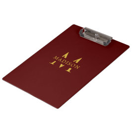 Aangepaste naam met monogram donkerrood profession klembord