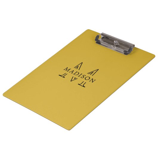 Aangepaste naam met monogram M goud professioneel Klembord (Gekanteld)