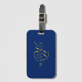 Aangepaste naam met monogram Navy Blue Bagagelabel (Voorkant (verticaal))