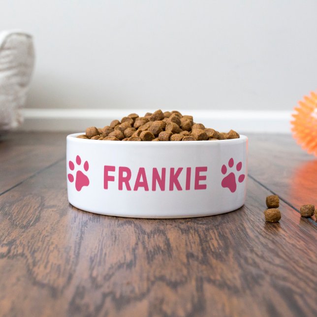 Aangepaste naam met roze verfafdrukken voerbakje (Creator heeft geüpload)