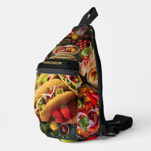 Aangepaste naam Mexicaans eten Sling Bag