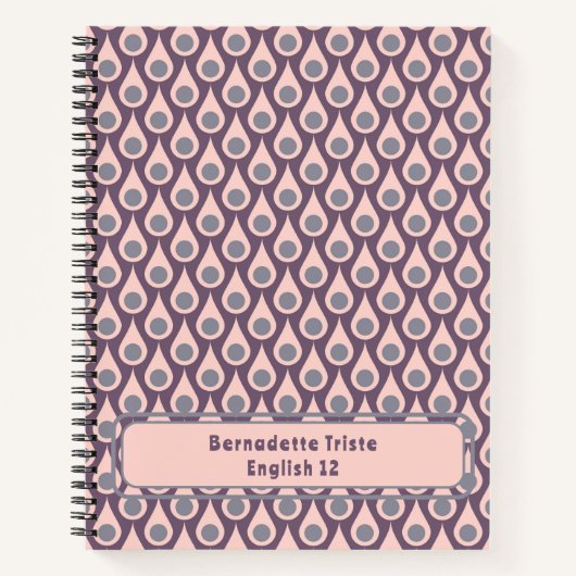 Aangepaste naam Midcentury Modern Roze Paarse Notitieboek (Voorkant)