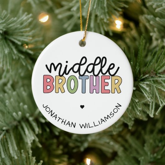 Aangepaste naam Midden Brother Cute Persoonlijk Keramisch Ornament (Boom)