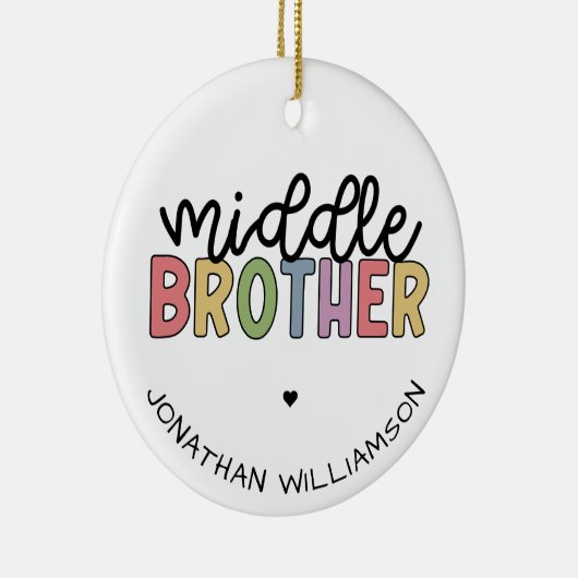 Aangepaste naam Midden Brother Cute Persoonlijk Keramisch Ornament (Rechts)