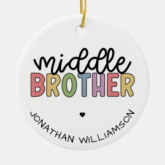 Aangepaste naam Midden Brother Cute Persoonlijk Keramisch Ornament (Voorkant)