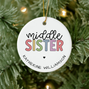Aangepaste naam Midden Zuster Cute Speciaal Keramisch Ornament