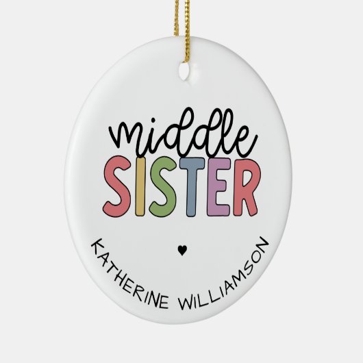 Aangepaste naam Midden Zuster Cute Speciaal Keramisch Ornament (Rechts)