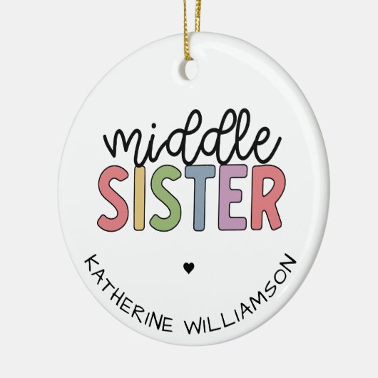 Aangepaste naam Midden Zuster Cute Speciaal Keramisch Ornament (Links)