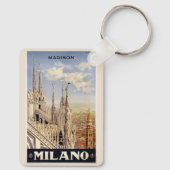 Aangepaste naam Milano (Milaan) Vintage Reizen Sleutelhanger (Achterkant)