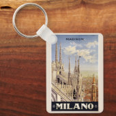 Aangepaste naam Milano (Milaan) Vintage Reizen Sleutelhanger (Voorkant)