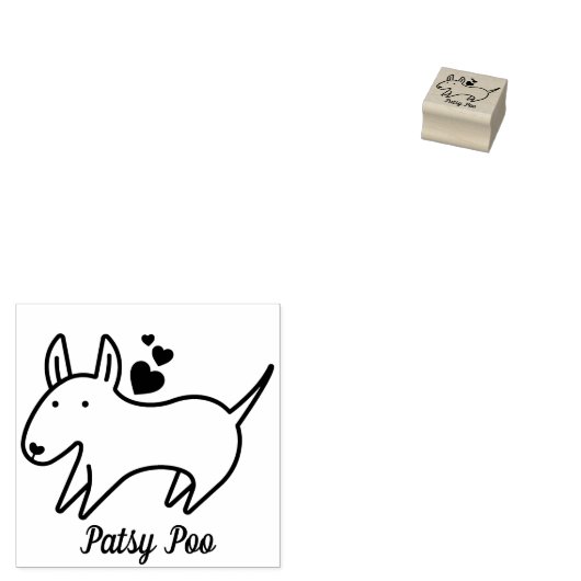 Aangepaste naam Mini Bull Terrier Rubberstempel (Gestempeld)