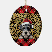 Aangepaste naam Miniatuur Schnauzer hond Santa hat Keramisch Ornament (Rechts)