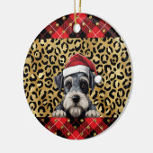 Aangepaste naam Miniatuur Schnauzer hond Santa hat Keramisch Ornament (Links)