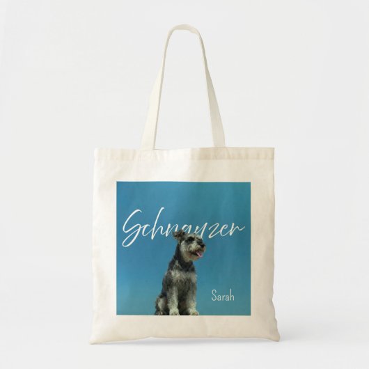 Aangepaste Naam Miniatuur Schnauzer Hondenliefhebb Tote Bag (Voorkant)
