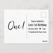 Aangepaste naam Minimaal Leo 1e verjaardag Eerste  Briefkaart (Achterkant)