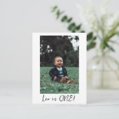 Aangepaste naam Minimal Leo 1e verjaardag Eerste f Briefkaart (Staand voorkant)