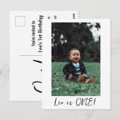 Aangepaste naam Minimal Leo 1e verjaardag Eerste f Briefkaart (Voorkant / Achterkant)