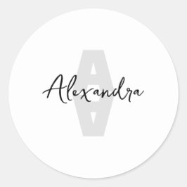 Aangepaste naam minimale monogram ronde sticker