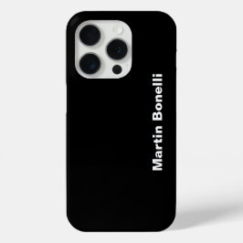 Aangepaste naam Minimalist Modern Zwart Wit iPhone 15 Pro Case