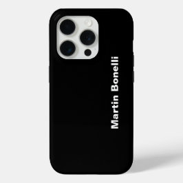 Aangepaste naam Minimalist Modern Zwart Wit iPhone 15 Pro Case