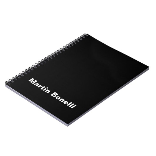 Aangepaste naam Minimalist Modern Zwart Wit Notitieboek (Linkerzijde)